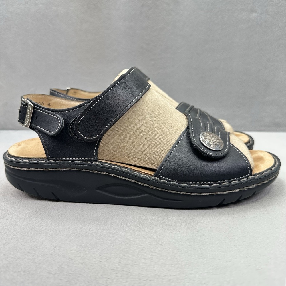 Womens 8-8.5 / EU 39 Finn Comfort Sausalito Sandals Black Leather Comfort